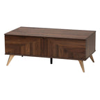 Baxton Studio Graceland 41.3-inch W x 21.7-inch D Coffee Table, Walnut Brown and Gold (233-13273-HiT)