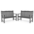 Outdoor Bench, Waterproof Garden Benches Set Of 2, Never Rot Or Fade, For Garden, Porch, Backyard And Deck, Grey