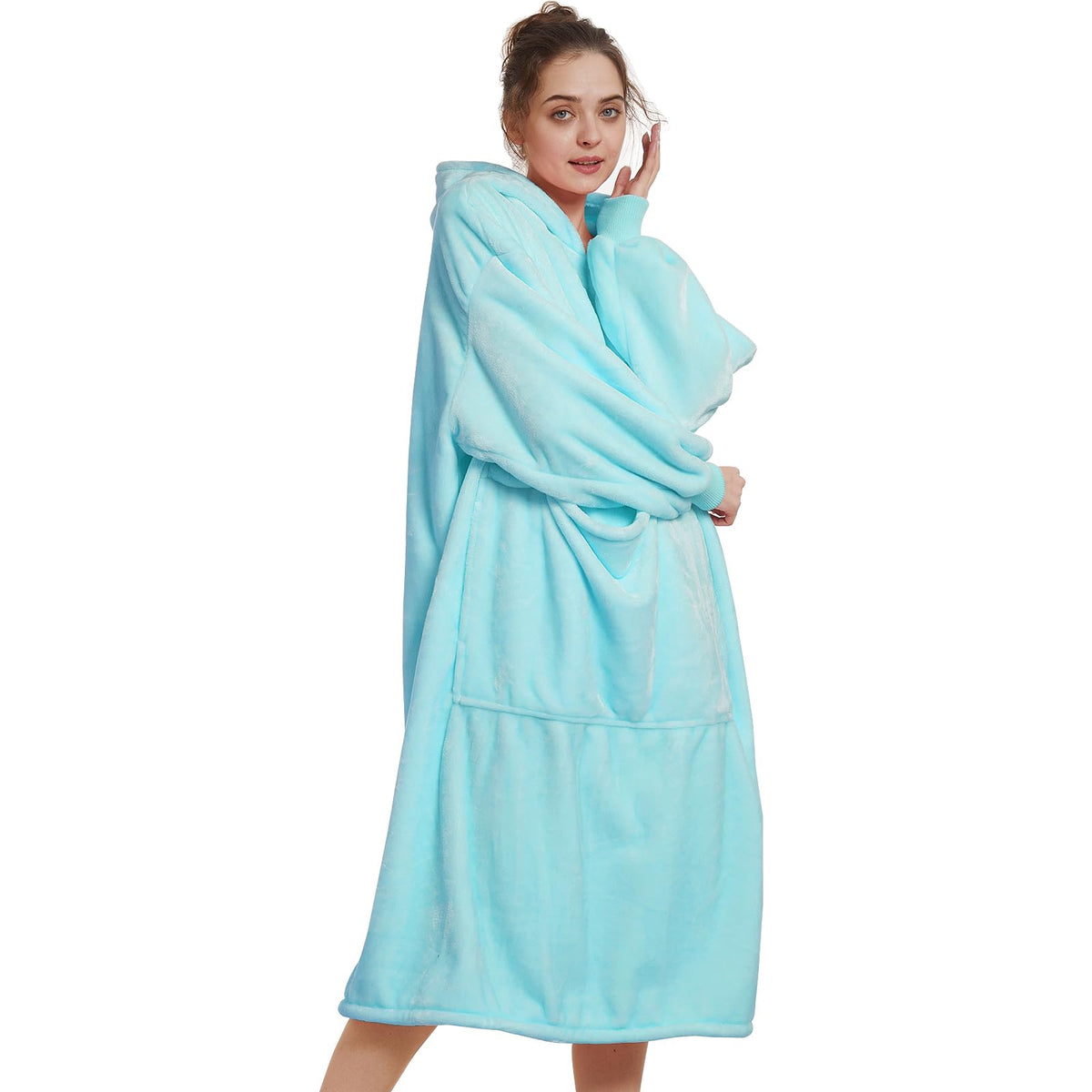 Aemilas Long Wearable Blanket Hoodie - Warm Blanket Sweatshirt As Gifts For Sister Women,Thick Flannel Hooded Blanket With Giant