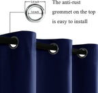 Jiuzhen Navy Blue Blackout Curtains With Tiebacks Thermal Insulated, Light Blocking And Noise Reducing Grommet Curtains For Bedroom And Living Room, Set Of 2 Window Curtain Panels, 42 X 72 Inch Length