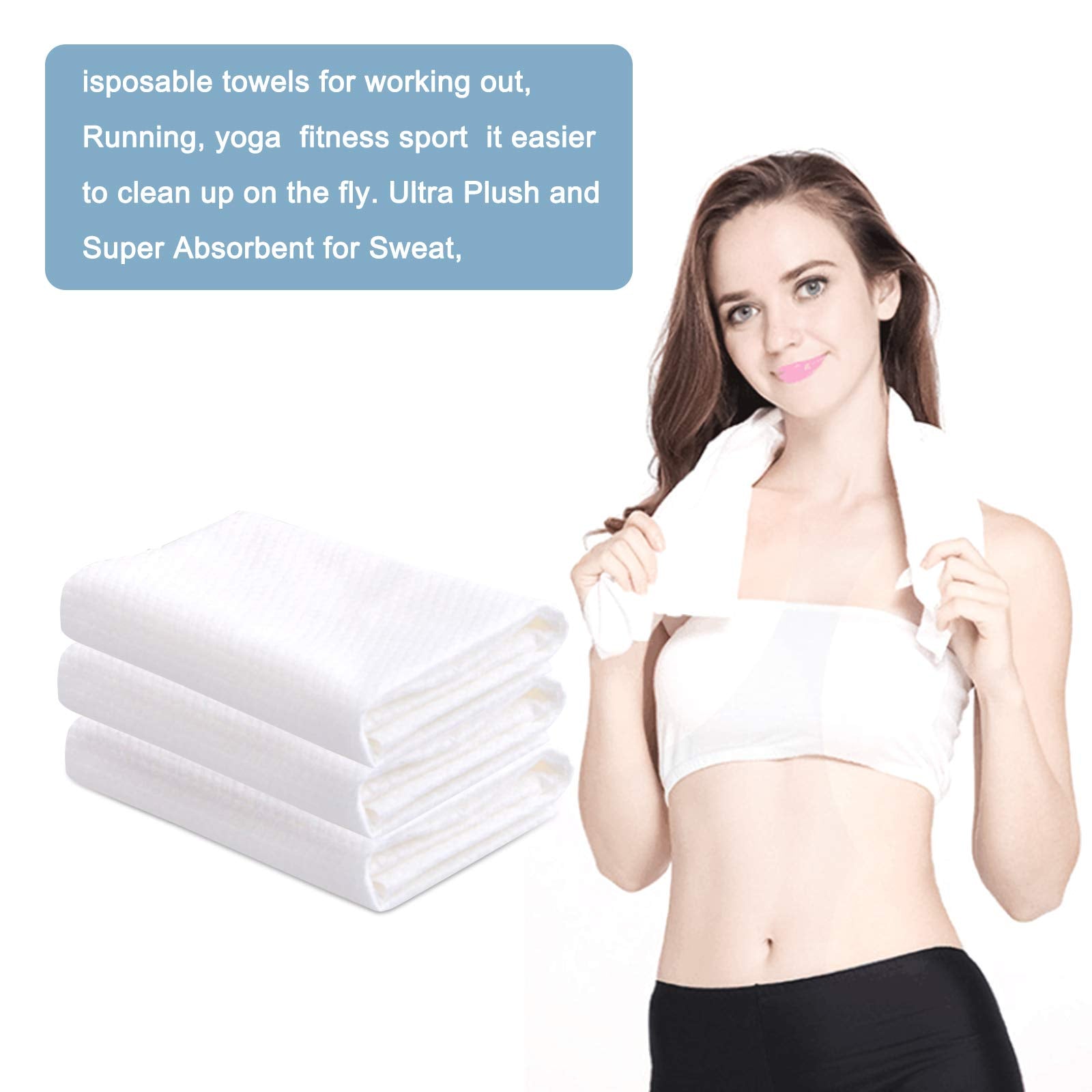 Hipruict Disposable Bath Towels, 50 Pcs White Disposable Guest Towels 25.6    X 11.8   , Health And Safety, Spa And Salon Qualit