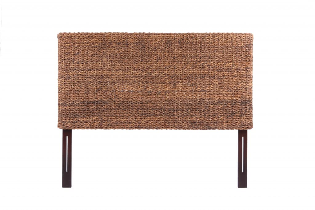 HomeRoots Brown Natural and Rustic Woven Banana Leaf Straight King Size Headboard