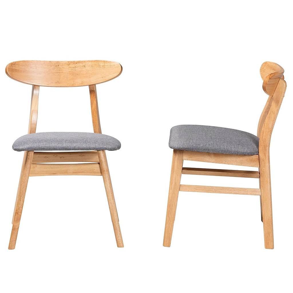 Baxton Studio Ulyana Mid-Century Fabric Dining Chair, Grey/Natural Brown, 2/Set (232-2P-13195-HT)