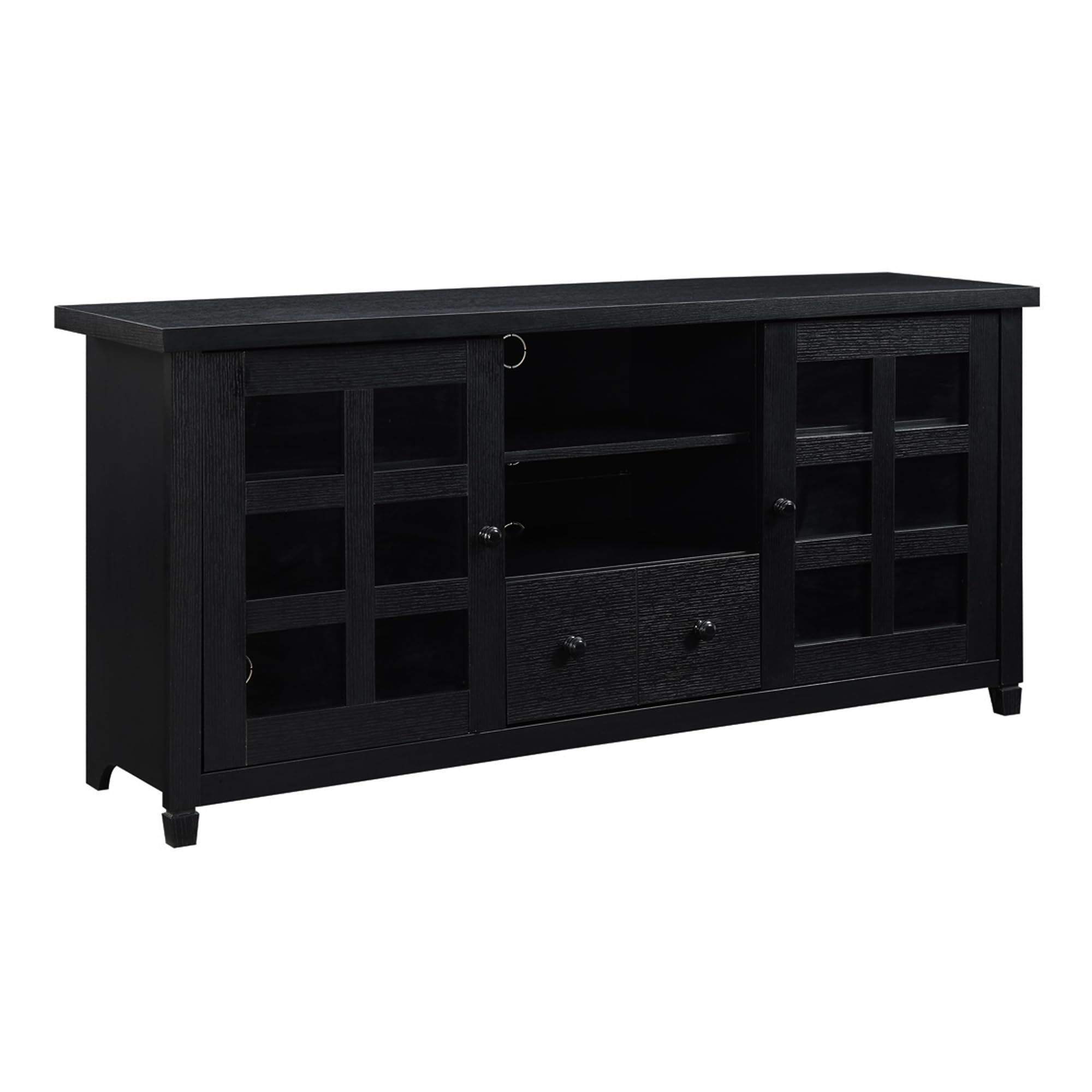 Convenience Concepts Newport Park Lane 1 Drawer TV Stand with Storage Cabinets and Shelves for TVs up to 65 Inches, Black