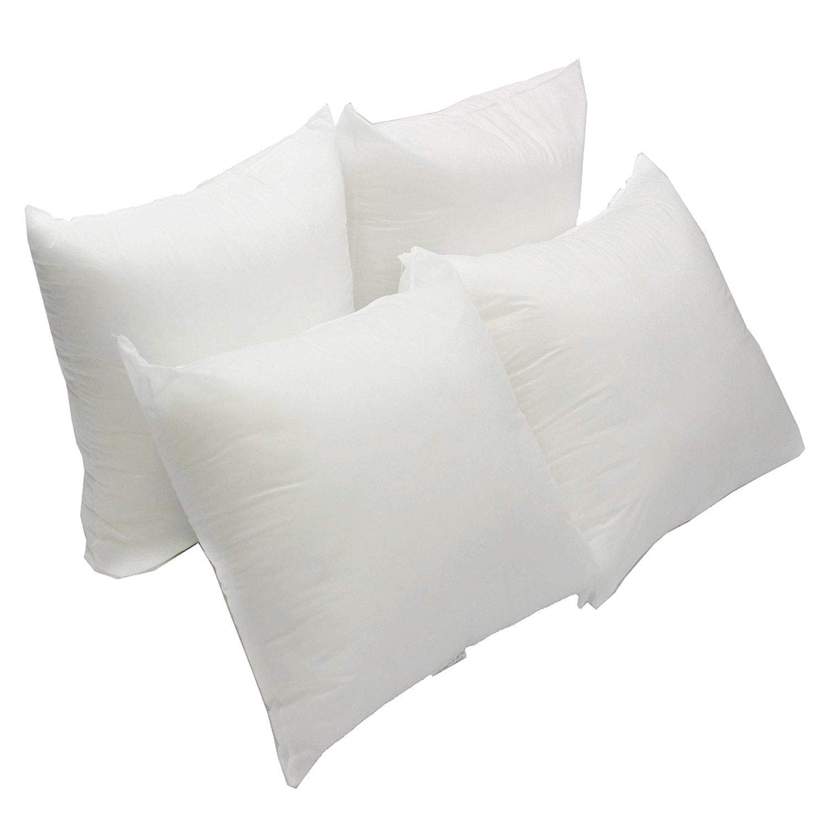 Mybecca 4 Pack Premium Hypoallergenic Stuffer Pillow Insert Sham Square Form Polyester, Standard/White 18' X 18'