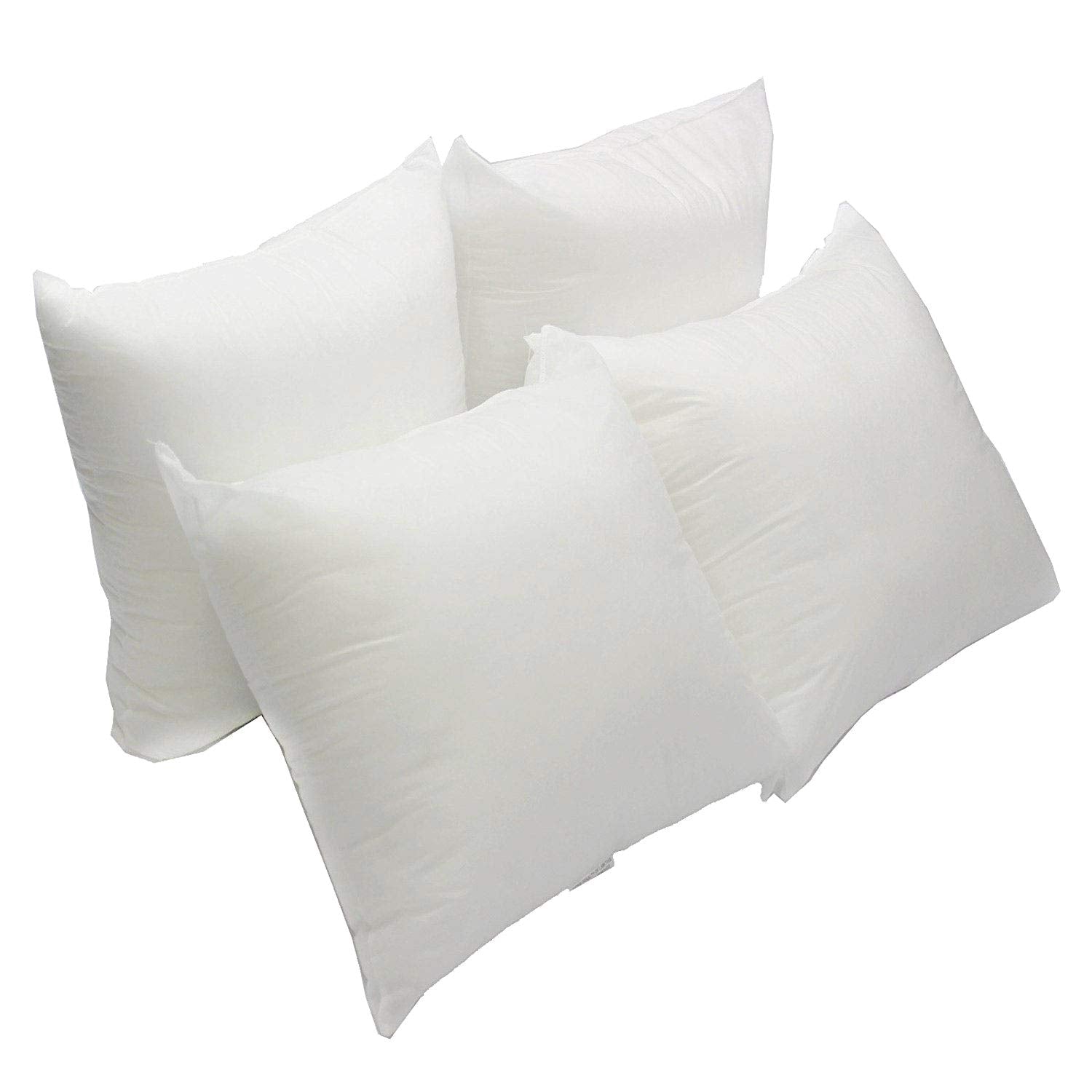 Mybecca 4 Pack Premium Hypoallergenic Stuffer Pillow Insert Sham Square Form Polyester, Standard/White 18' X 18'