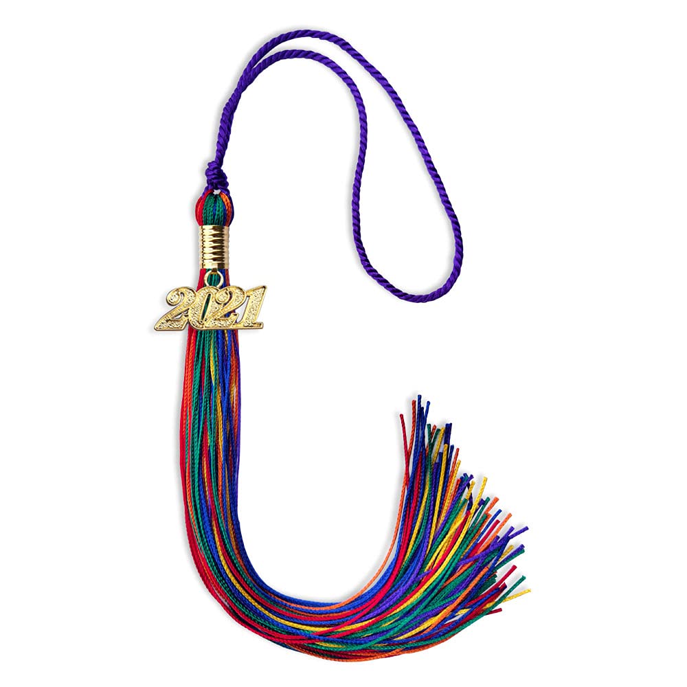 Endea Graduation Single Color Tassel with Gold Date Drop (Rainbow, 2021)