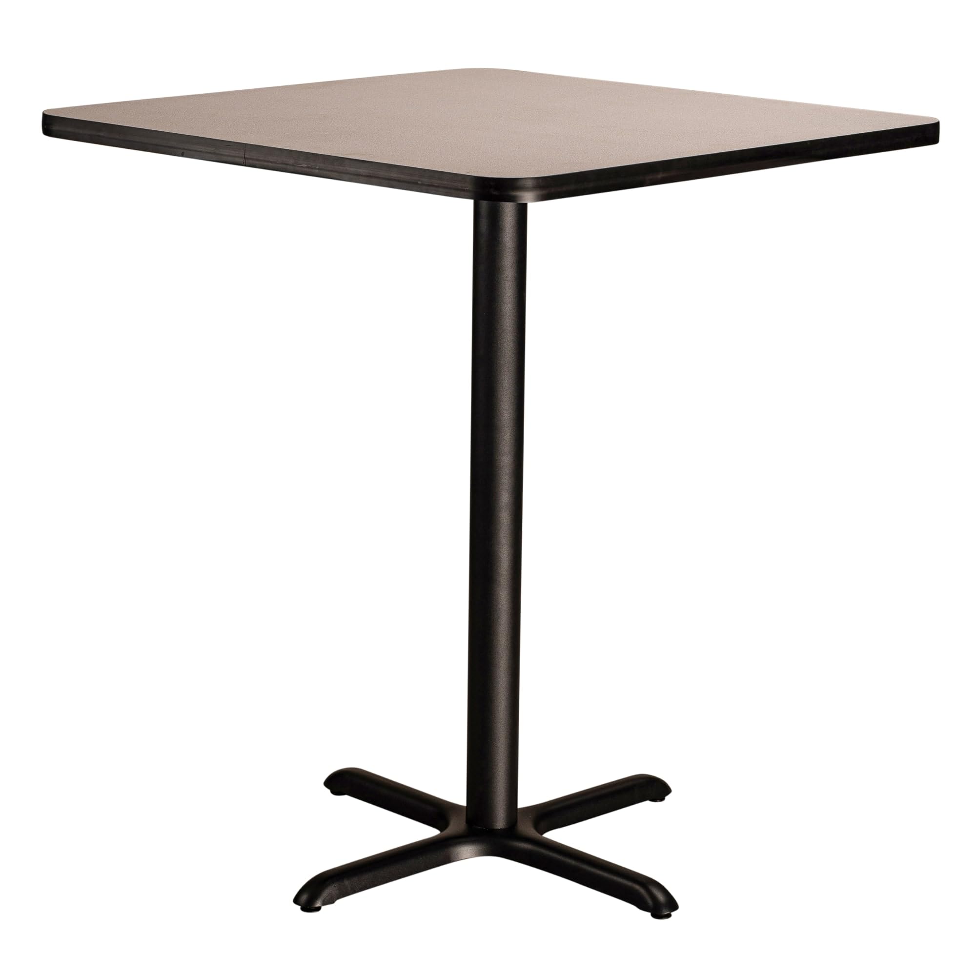 National Public Seating NPS 36&quot; Square Cafe Table with X Base, 42&quot; Height, Particleboard Core/T-Mold, Grey Nebula Top, Black Frame