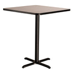 National Public Seating NPS 36" Square Cafe Table with X Base, 42" Height, Particleboard Core/T-Mold, Grey Nebula Top, Black Frame