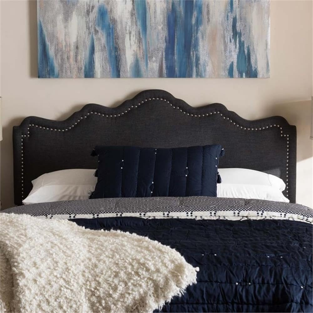 Baxton Studio Nadeen Modern Dark Grey Fabric Full Size Headboard - Stylish and Contemporary Design for Your Bedroom