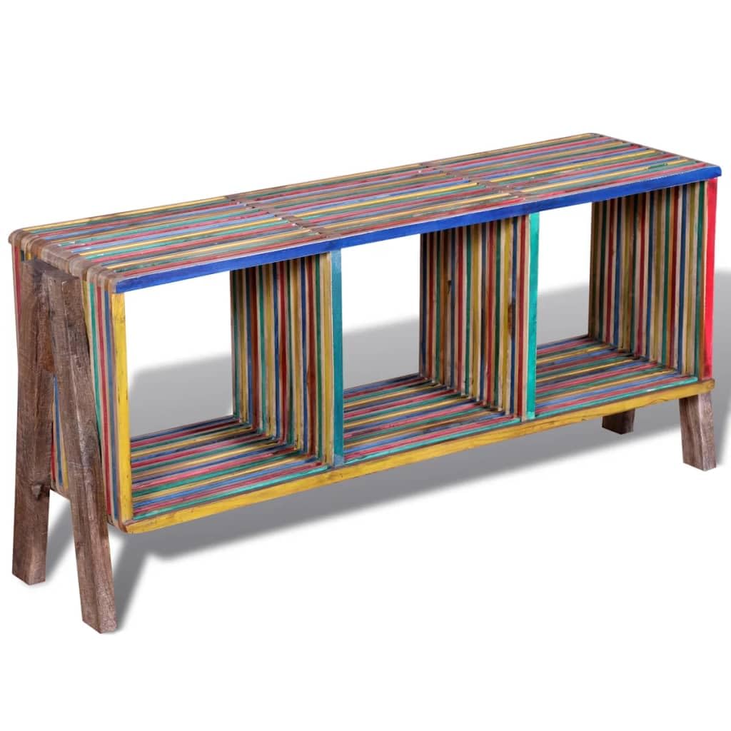 TV Cabinet with 3 Shelves Stackable Reclaimed Teak Colorful