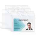 Uniclife 6 Pack Id Badge Holder Horizontal Clear Plastic Case With Resealable Zip Soft Waterproof Card Protector Pouch For Offic