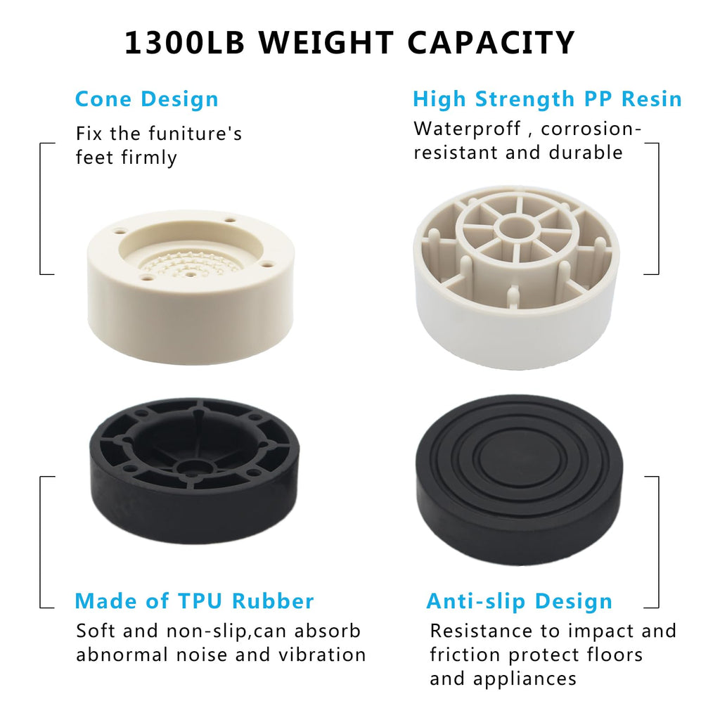 Hanihua 4 Sets Furniture Risers Bed Risers (Beige), 1 Inch Or 2 Inch Adjustable Round Bed Lifts Risers For Table, Sofa, Couch, D