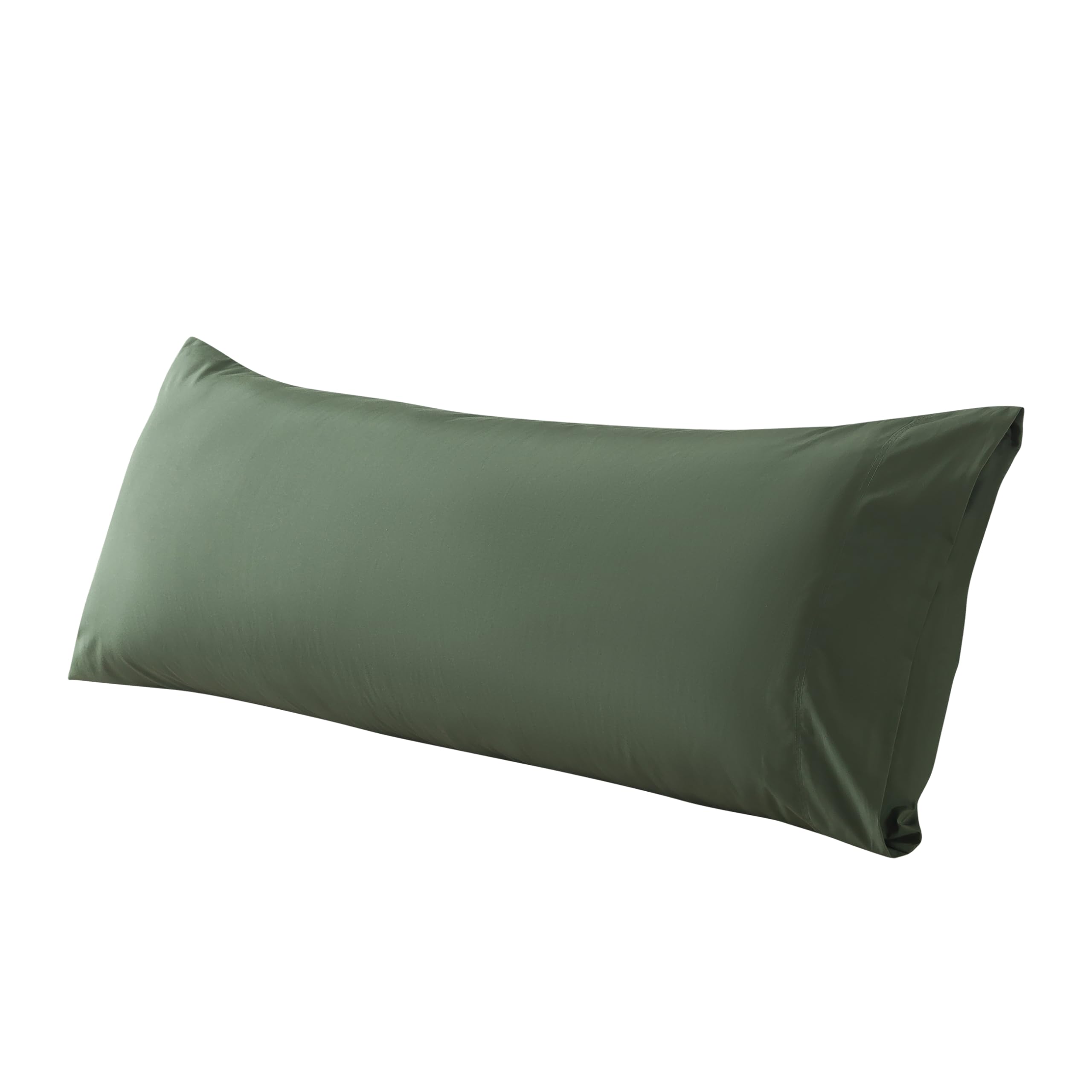 Whatsbedding Body Pillow Cover Cotton Fabric, Long Pillow Case Breathable & Skin-Friendly, Envelope Closure - Olive Green (21X54