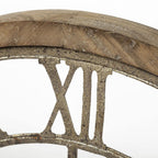 HomeRoots Wood 25' Round Large BrownFarmhouse Style Wall Clock