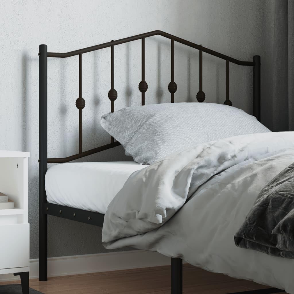 vidaXL Metal Headboard Black 39.4&quot; - Minimalistic Design Bed Frame Accessory with Sturdy Construction, Perfect for Bedroom Comfort and Support