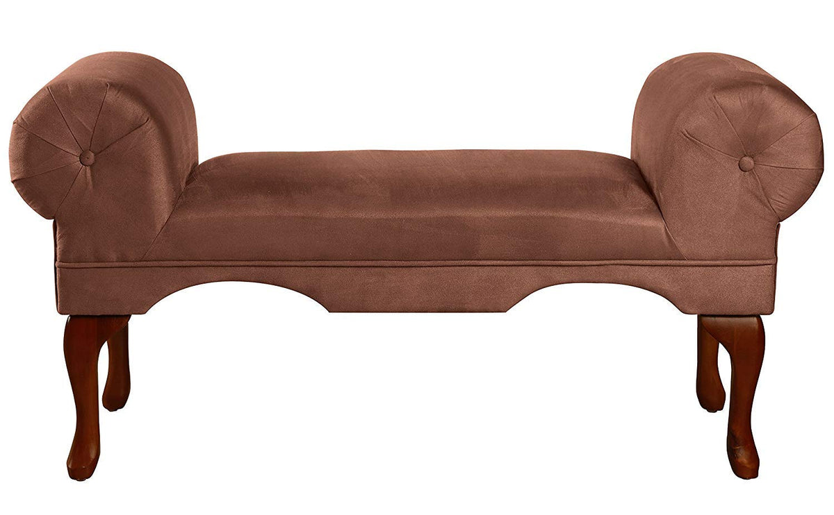 HomeRoots Brown Microfiber, Foam Aston Bench with Rolled Arm, Chocolate Microfiber