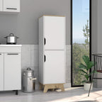 Multistorage Cabinet 59" H, 2 Doors, 4 Internal Shelves, Light Oak/White