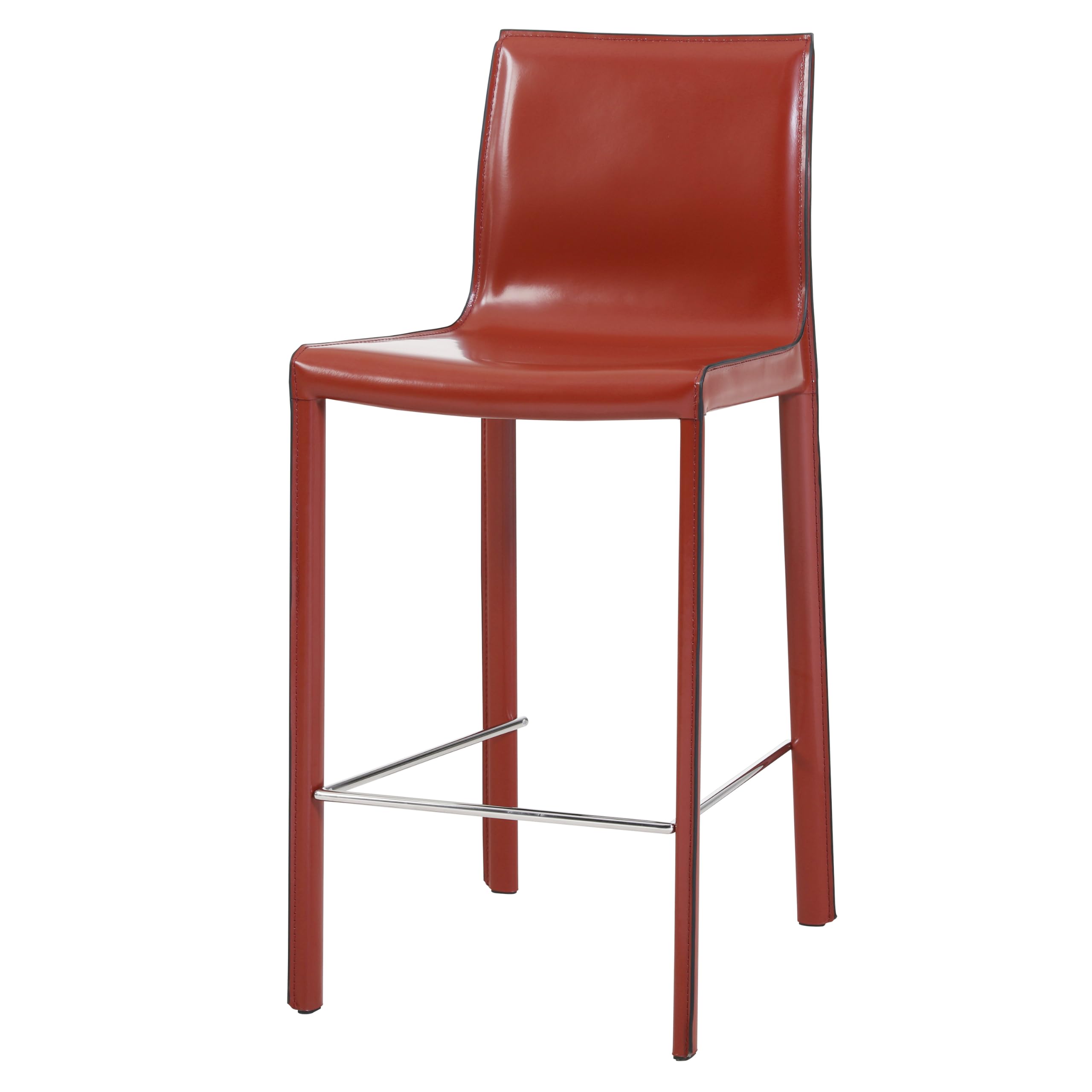 Npd Furniture And More Gervin Recycled Leather, Set Of 2 Bar & Counter Stools, Cordovan