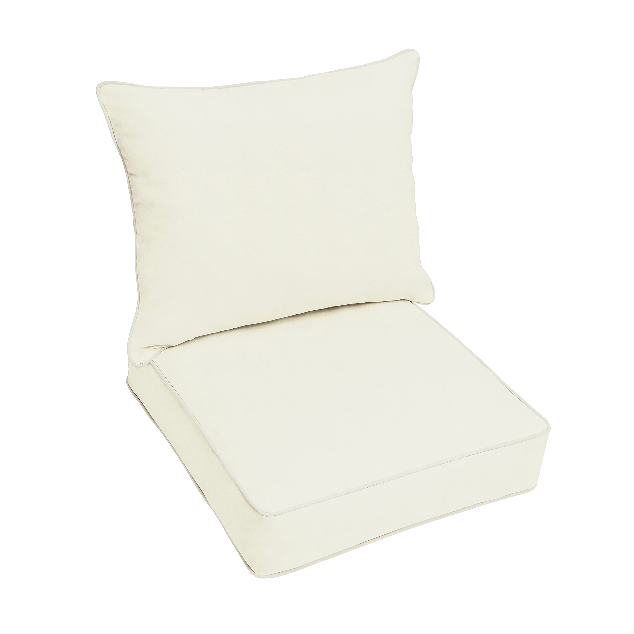 Sorra Home Indoor/Outdoor Corded Deep Seating Pillow And Cushion Set, 23.5 In X 23 In X 5, Canvas Natural 72 Count