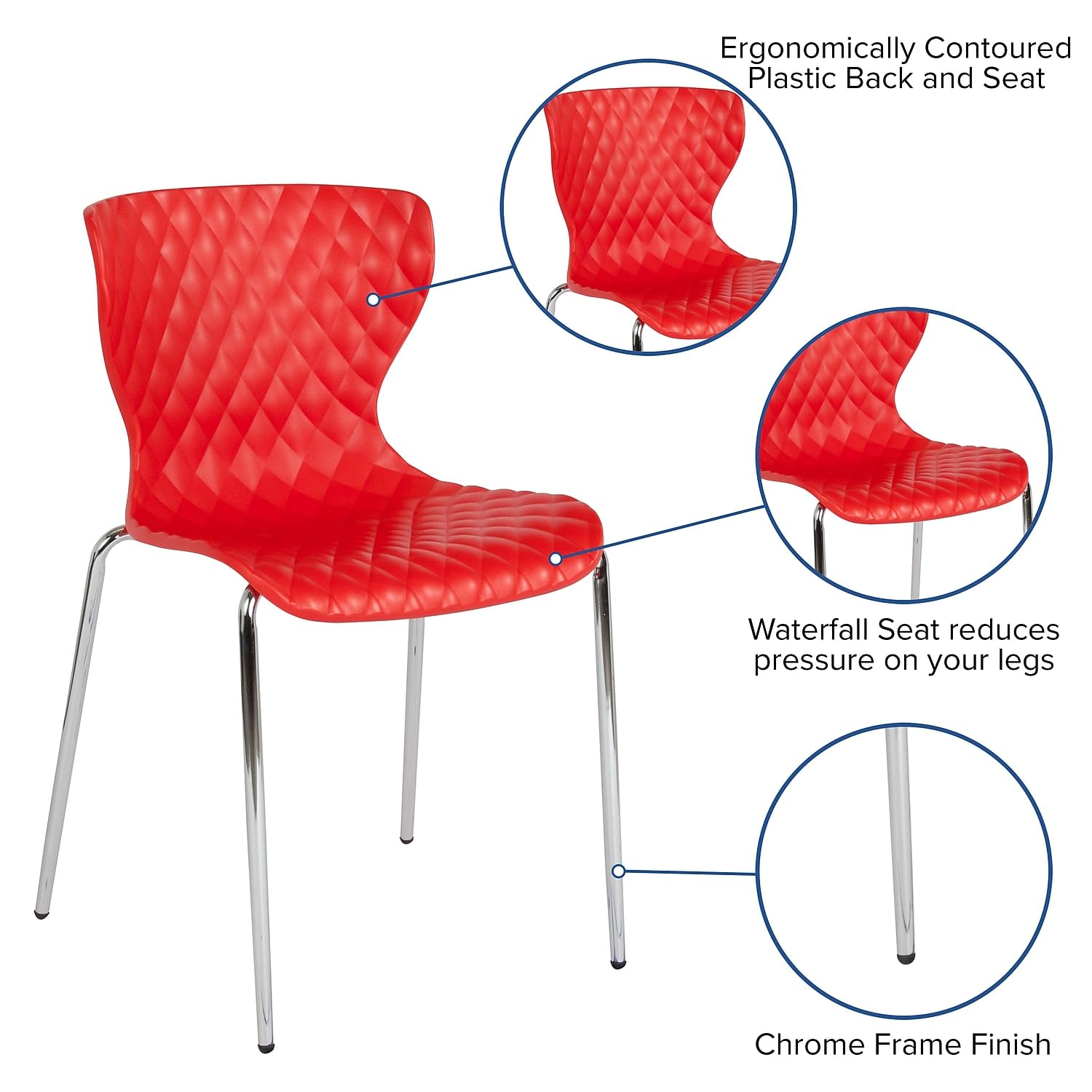 Flash Furniture Lowell Contemporary Design Red Plastic Stack Chair