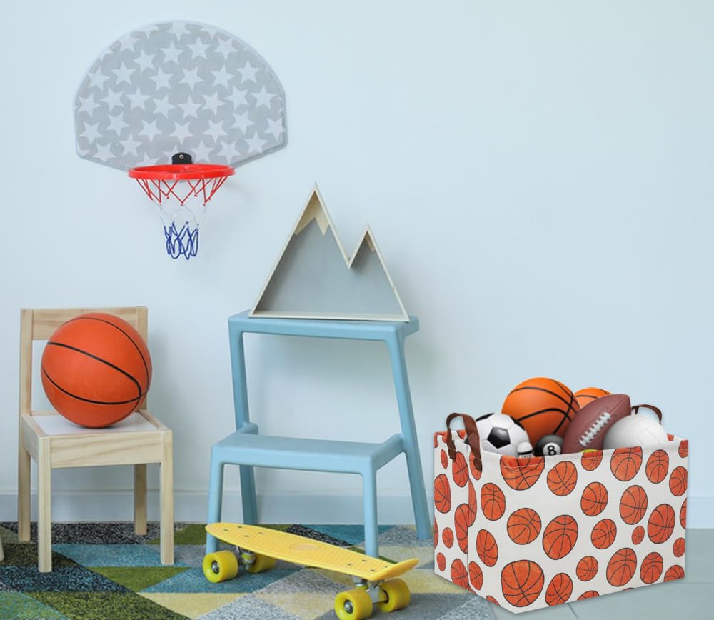 Hiyagon Rectangular Basketball Basket Kids Gift Basket Baby Boy Basket Kids Toy Storage Bin Basket Organizer Box Basketball Room