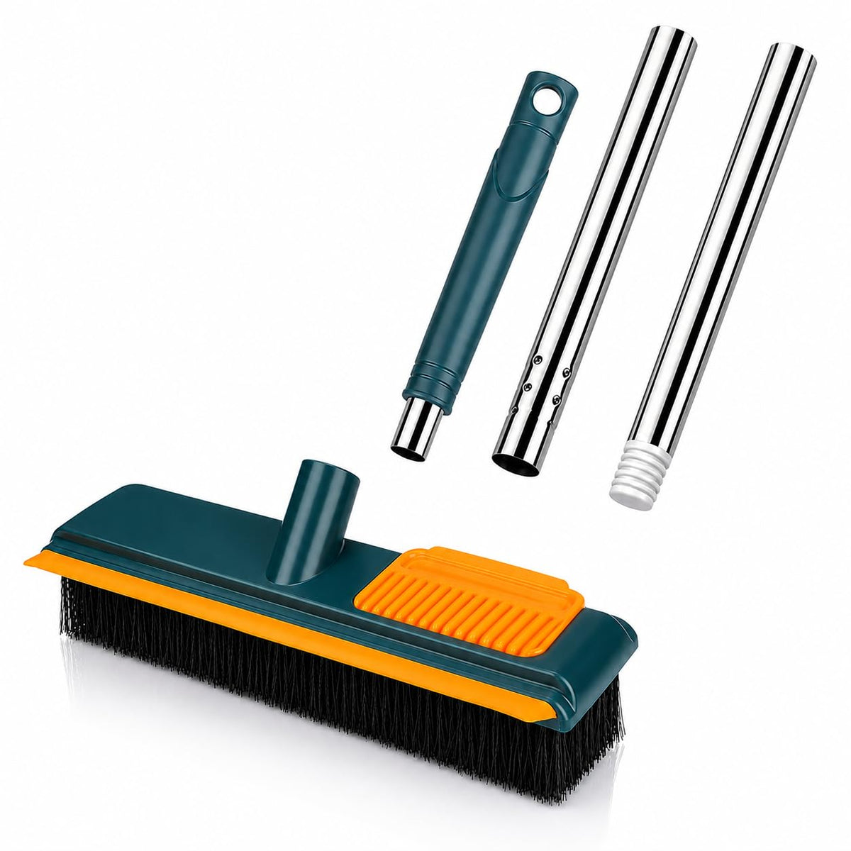 Bathroom Cleaning Brush with Wiper 3 in 1  Heavy Duty 40 inch Long Handle 360 Rotate Floor Scrubber Brush, Tiles Cleaning, Floo