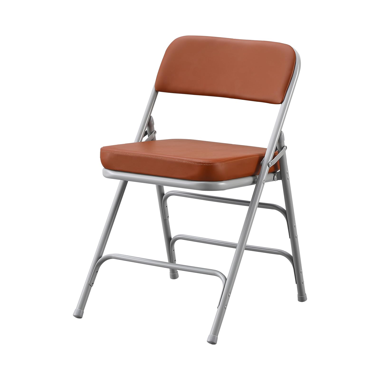 KAIHAOWIN Folding Chairs with Ultra Thick Padded Seat Foldable Chair Indoor Comfortable Metal Chairs with Soft Cushion Brown