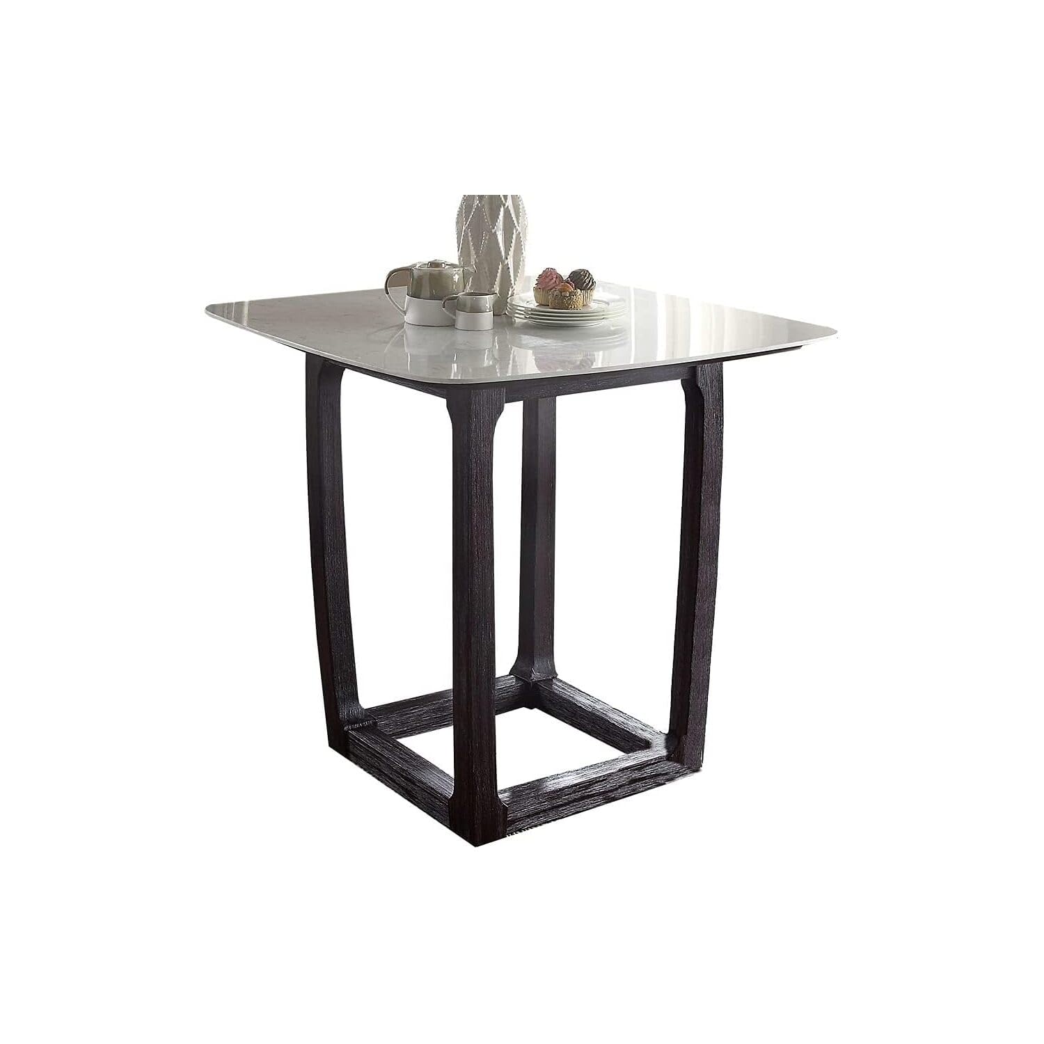 Acme Razo Counter Height Table in Marble and Weathered Espresso
