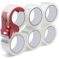 Welstik 3' Core, 6 Pack 2.4Mil 2 Inch X 60 Yards Heavy Duty Clear Packing Tape With Dispenser, Industrial Shipping Box Transpar