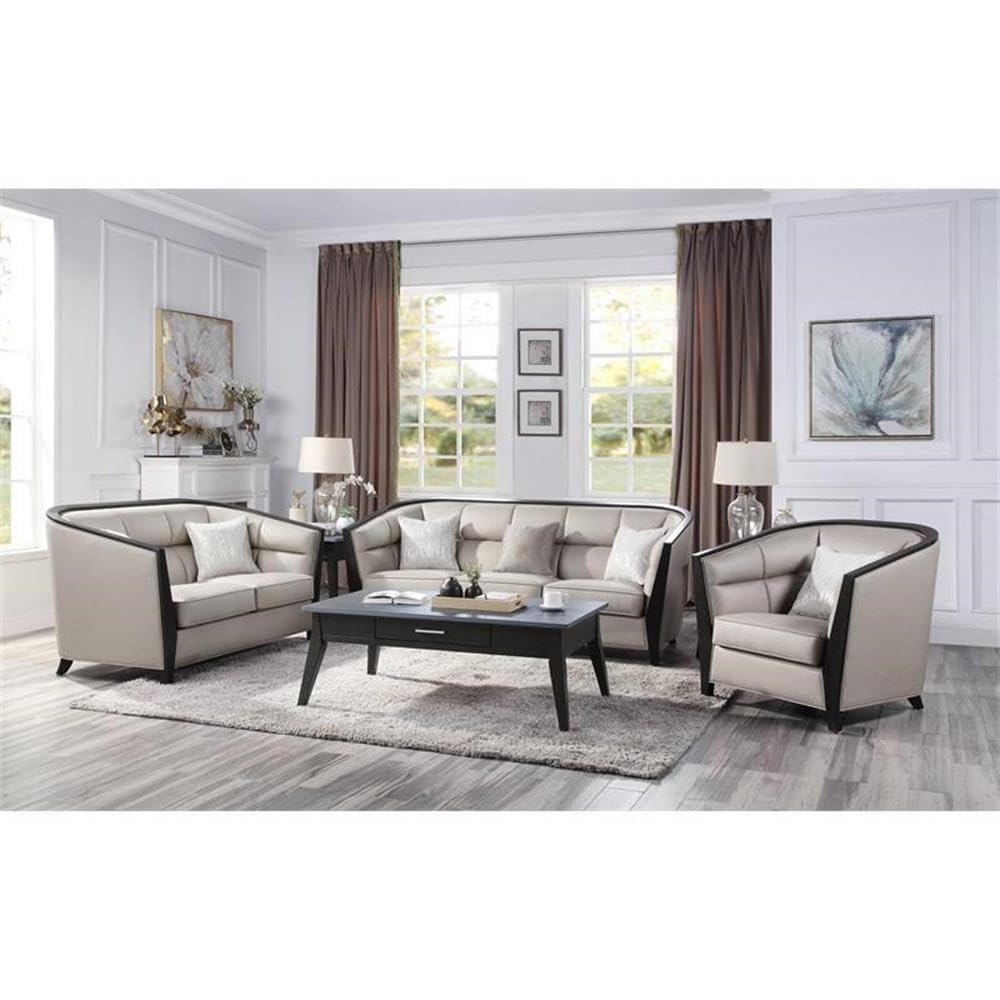 Acme Zemocryss Fabric Upholstered Chair with Pillow in Beige