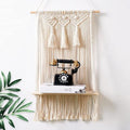 Aain Macrame Woven Wooden Wall Hanging Shelf |138| Macrame Tapestries, Office, Dorm Room Furniture, Party Decorations, And Apart
