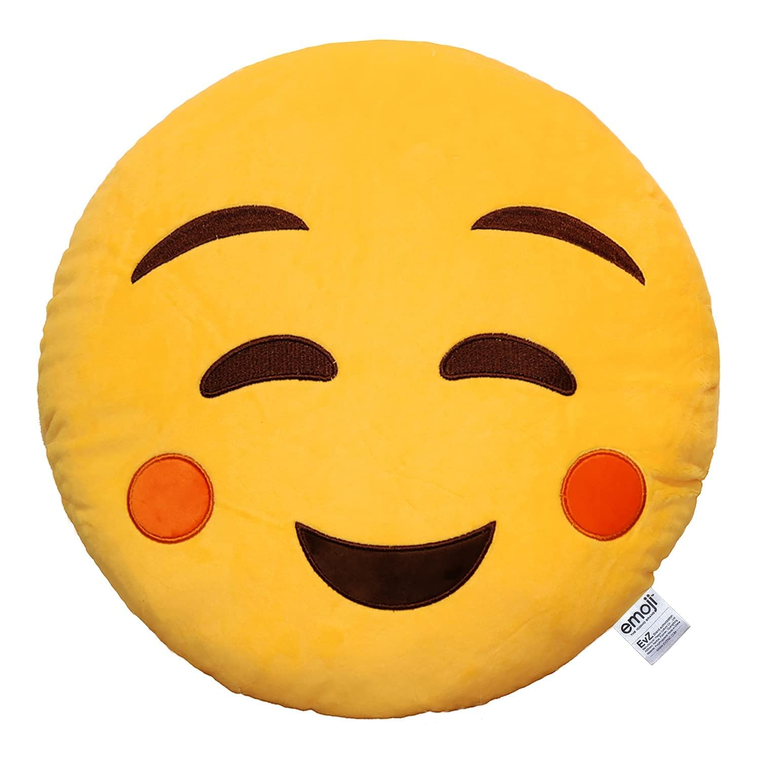 Evz Emoji Relaxed Face Emoticon Cushion Stuffed Plush Soft Pillow, Official Certified, 32Cm Yellow