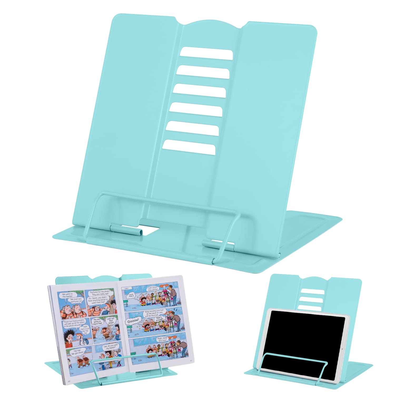 Msdada Desk Book Stand Metal Reading Rest Book Holder Adjustable Cookbook Documents Holder Portable Sturdy Bookstands For Recipe