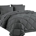 Cozylux Twin Xl Size Comforter Set 5 Pieces Dark Grey Twin Extra Long Bed In A Bag For College Dorm All Season Bedding Sets With
