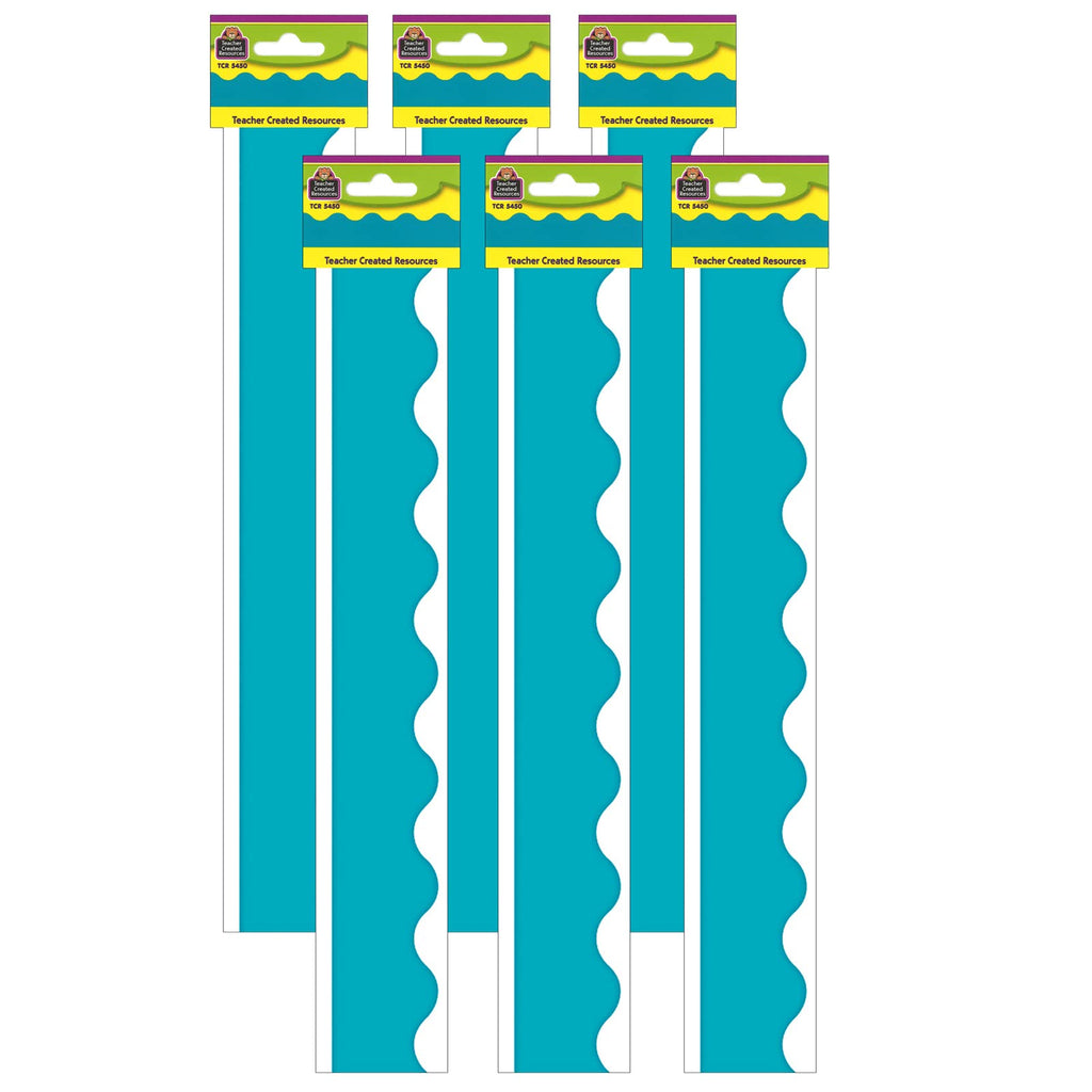 Teal (Solid) Scalloped Border Trim, 35 Feet Per Pack, 6 Packs