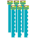 Teal (Solid) Scalloped Border Trim, 35 Feet Per Pack, 6 Packs