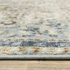 HomeRoots 508433 6 x 9 ft. Blue Beige Rust Gold & Teal Oriental Power Loom Stain Resistant Rectangle Area Rug
