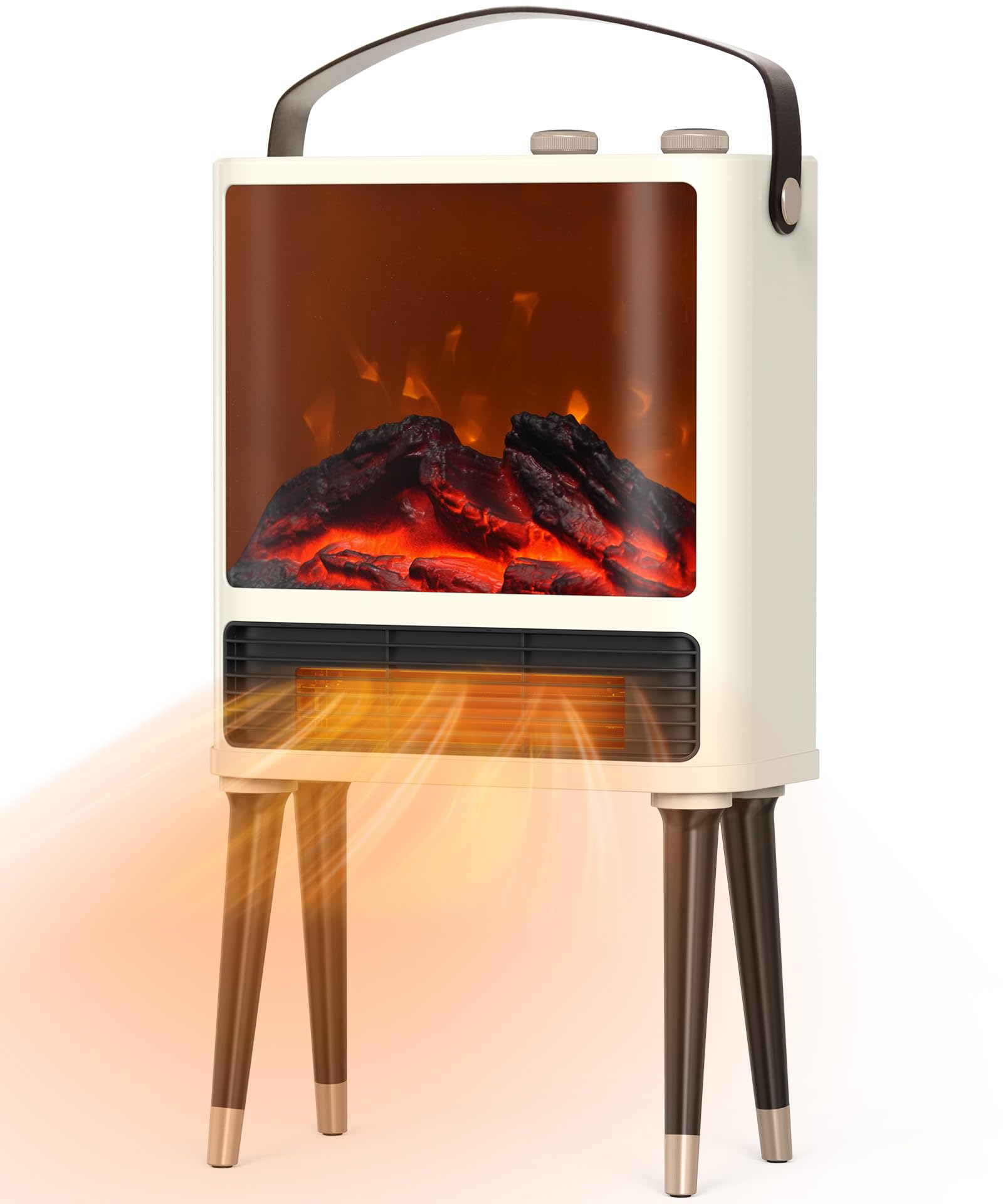 Fireplace Heater, Fireplace Space Heater for Indoor Use, Space Heater with Realistic 3D LED Flame, 2 Modes, Overheating & Tip-Ov