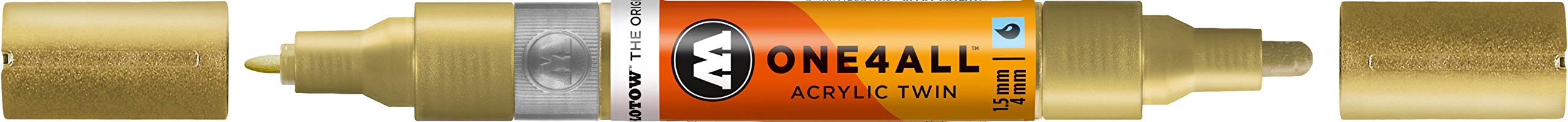 Molotow One4All Acrylic Twin Pump Marker, 1.5Mm And 4Mm Nibs, Gold, 1 Each (227.506)