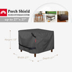 Porch Shield Patio Ottoman Cover - Waterproof Outdoor Square Side Table Covers - 27L X 27W X 18H Inch, Black