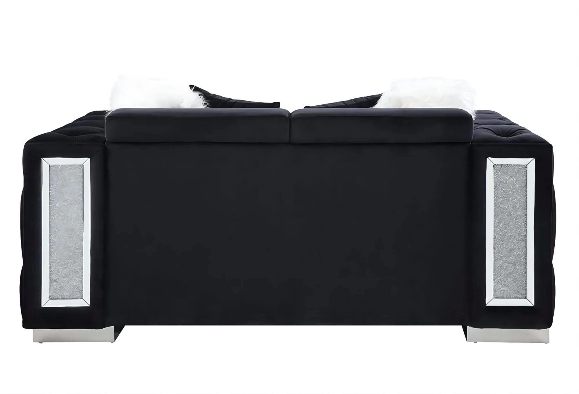 Acme Trislar Loveseat with 4 Pillows in Black Velvet