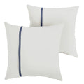 Sorra Home Indoor Outdoor Sunbrella Square Pillows, Set Of 2, 20X20, Canvas Natural Ivory & Indigo Navy Blue