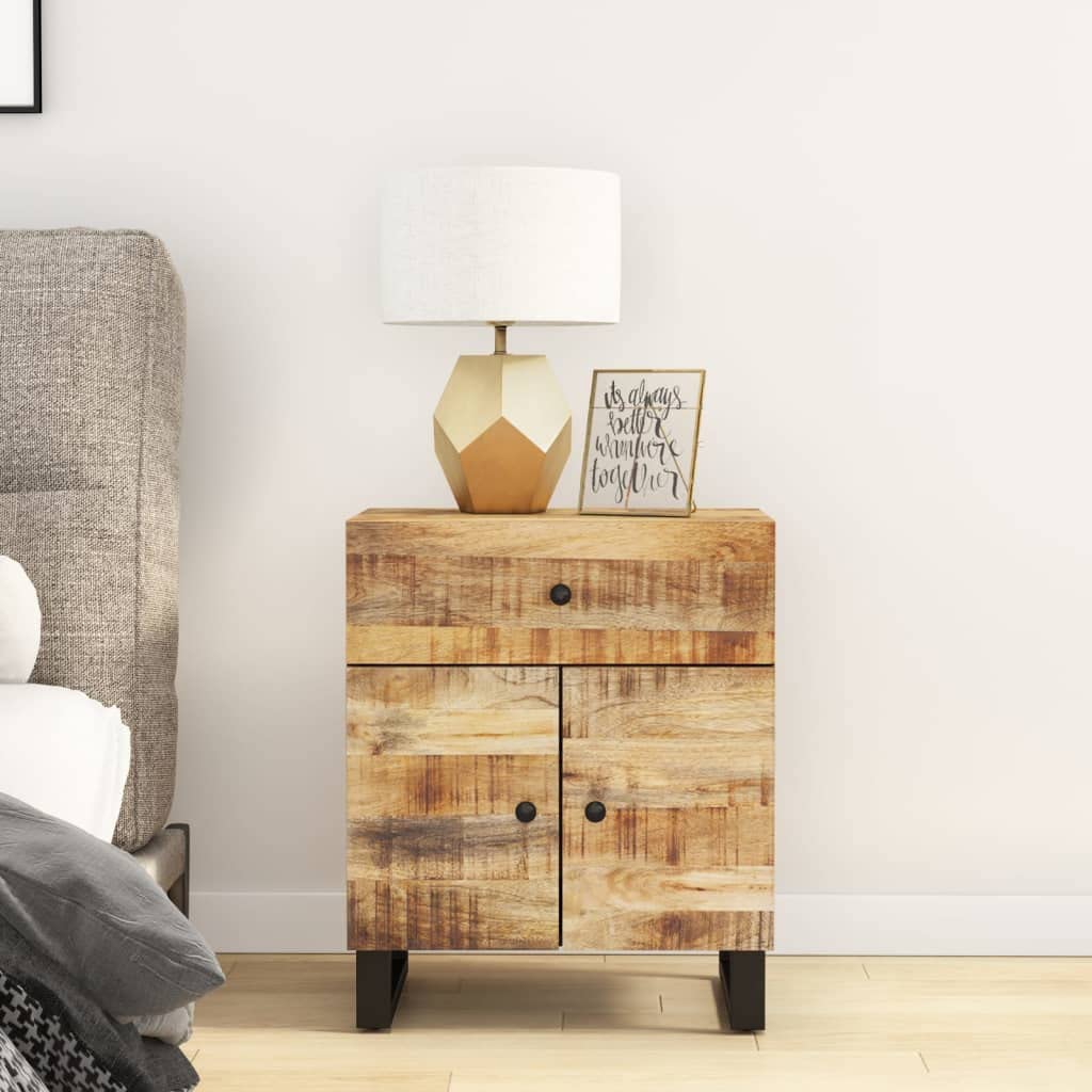 Revera Bedside Table 50 x 33 x 60 cm Solid Mango Wood and Multilayer Wood