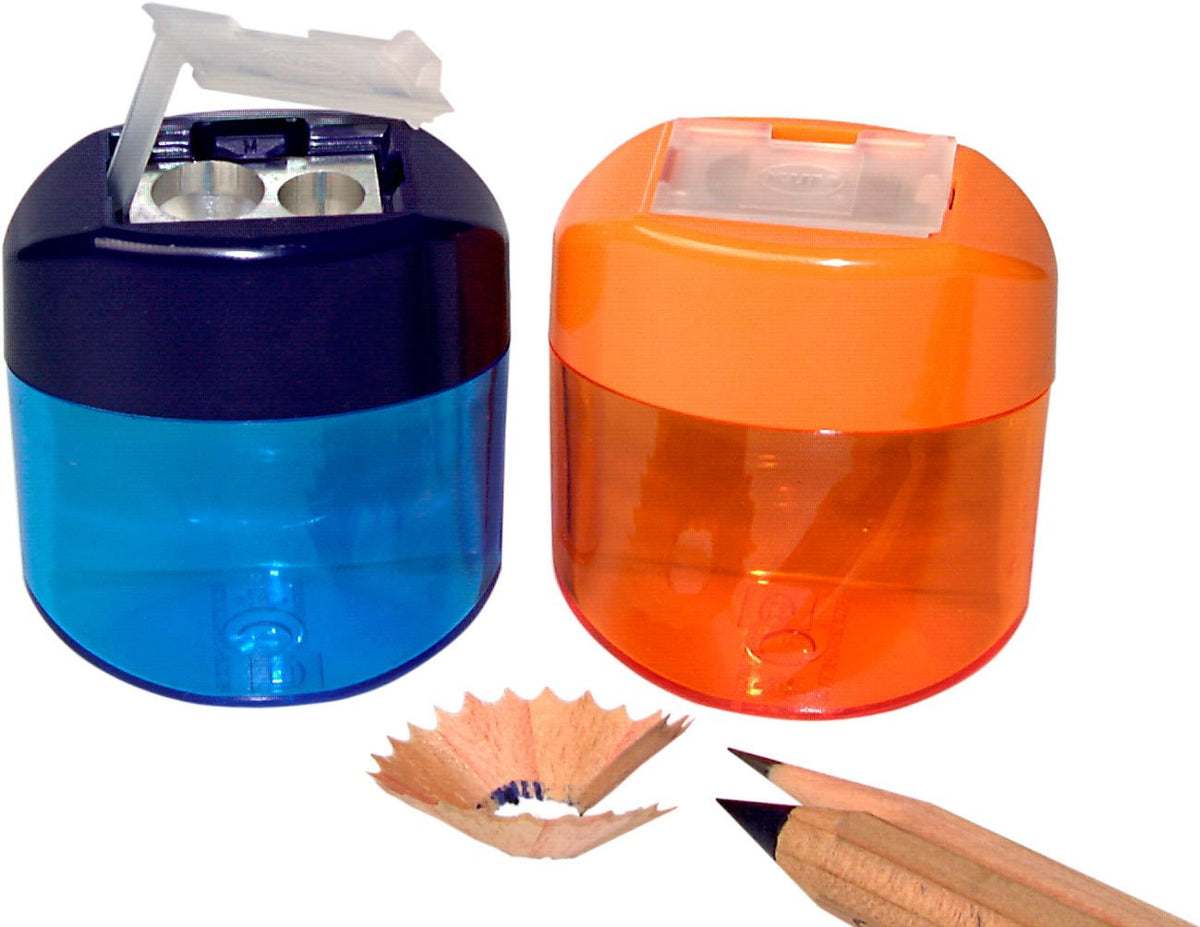 Kum 103.59.21 Magnesium Maxi Double Oval Pencil Sharpeners With Container, Colors Vary