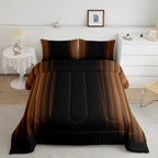 Feelyou Abstract Ombre Comforter Set Kids Teens Brown Black Bedding Set Room Decor 3Pcs Full Size,Reversible Black Boys