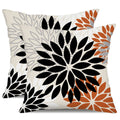 Dfxsz Black Orange Flower Pillow Covers 20X20 Inch Set Of 2 Outdoor Throw Pillows Outdoor Waterproof Decor For Living Room Sofa