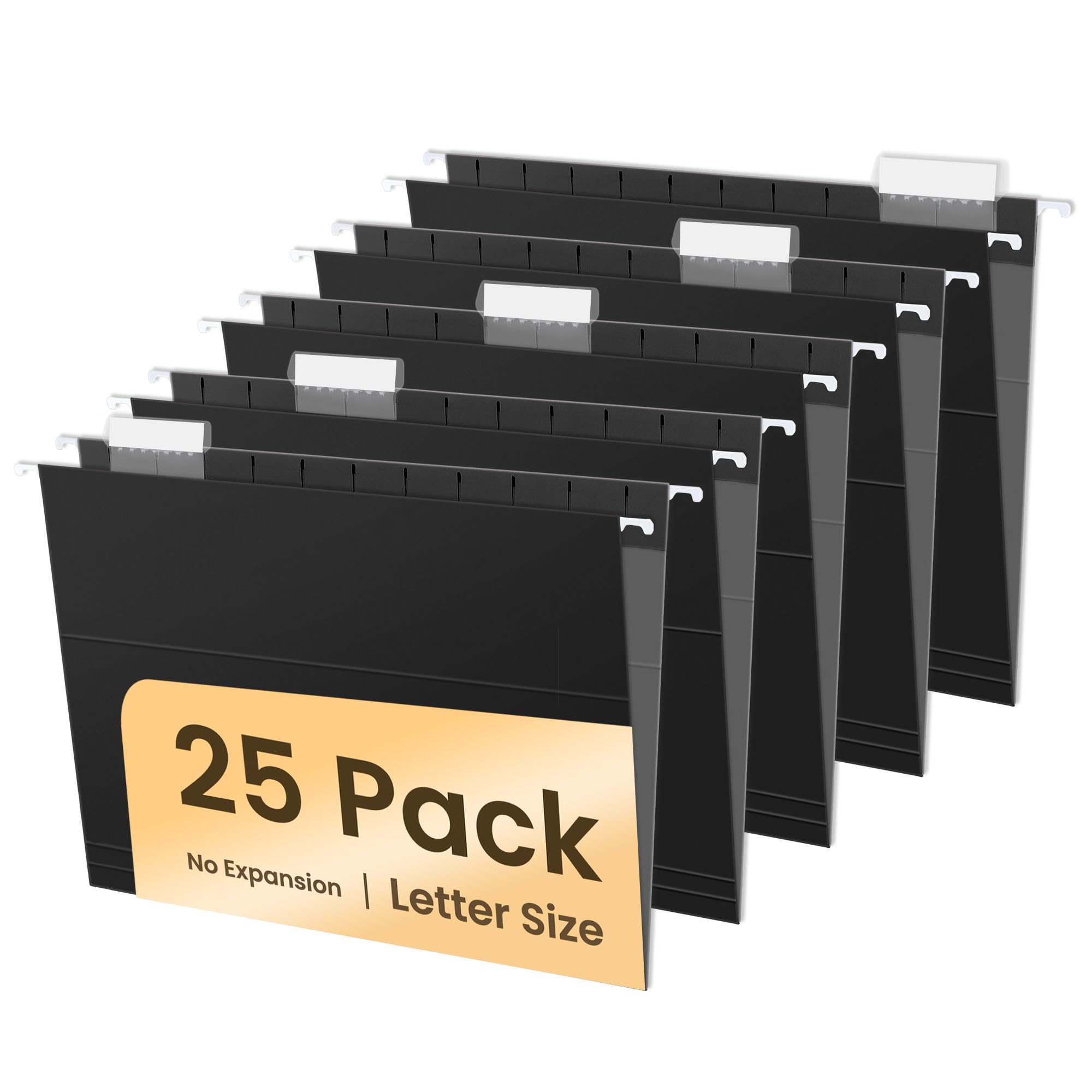 Sunee Hanging File Folders Black, 25 Pack Letter Size File Folders With 1/5-Cut Tabs, Stay Organized For Your Home And Office Bu