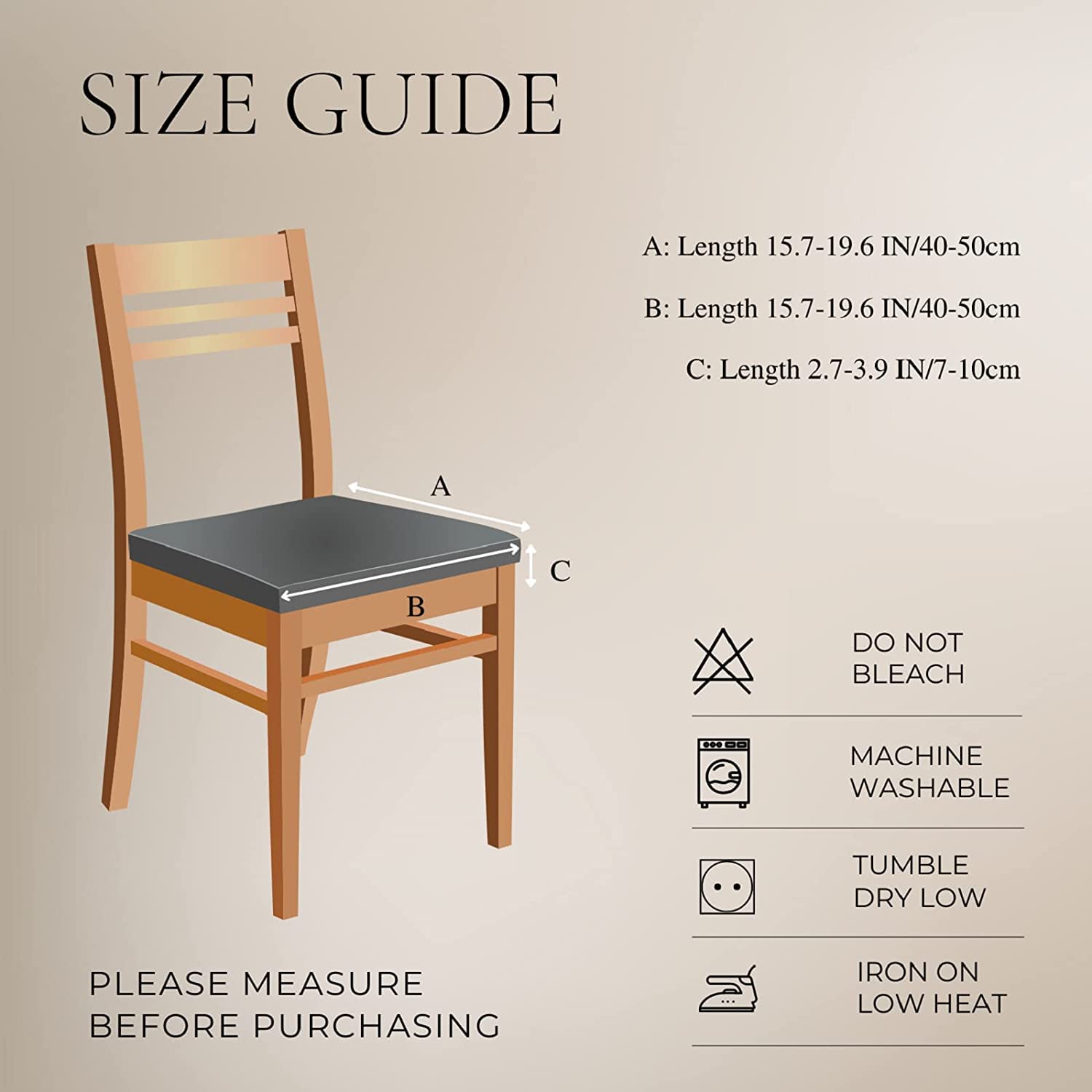 Searchi Water Repellent Dining Chair Seat Covers Set Of 4, Washable Stretch Seat Covers For Dining Chairs, Rear-Covered Dining R