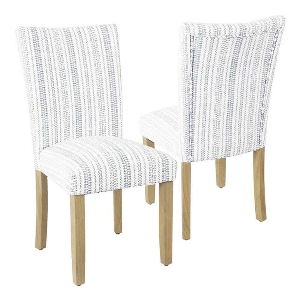 Homepop Classic Parsons Dining Chair -Blue Farmhouse Stripe (Set Of 2)